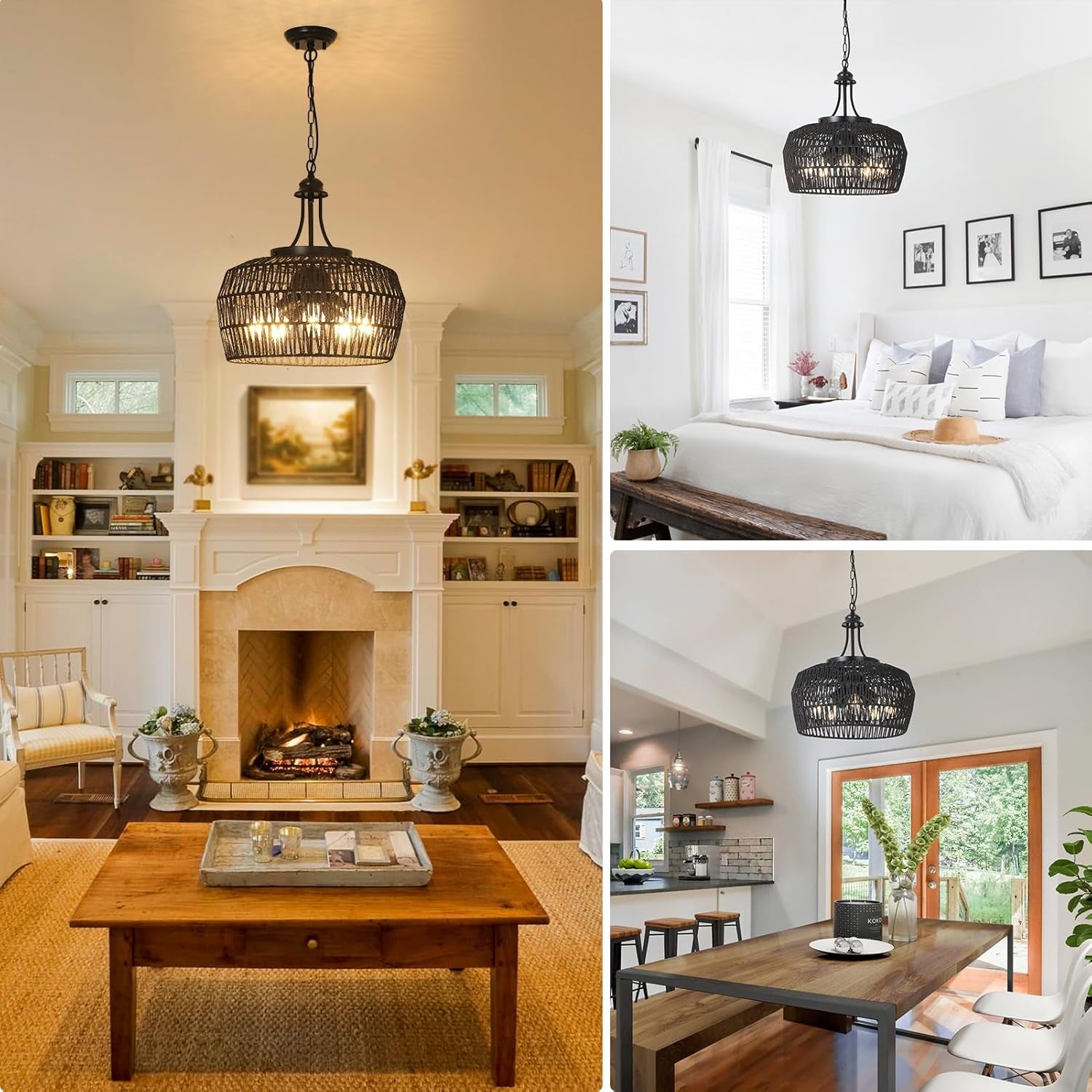 Black Farmhouse Chandelier – 5-Light Dining Room Fixture