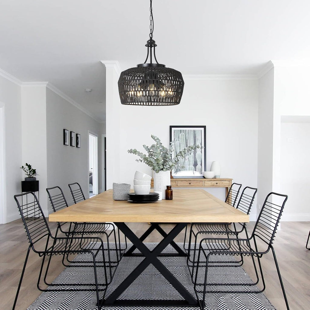 Black Farmhouse Chandelier – 5-Light Dining Room Fixture