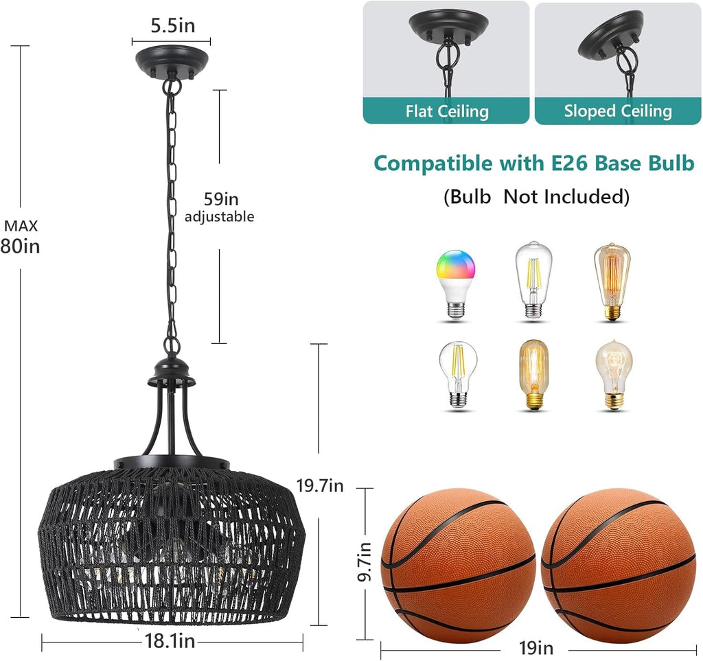 Black Farmhouse Chandelier – 5-Light Dining Room Fixture