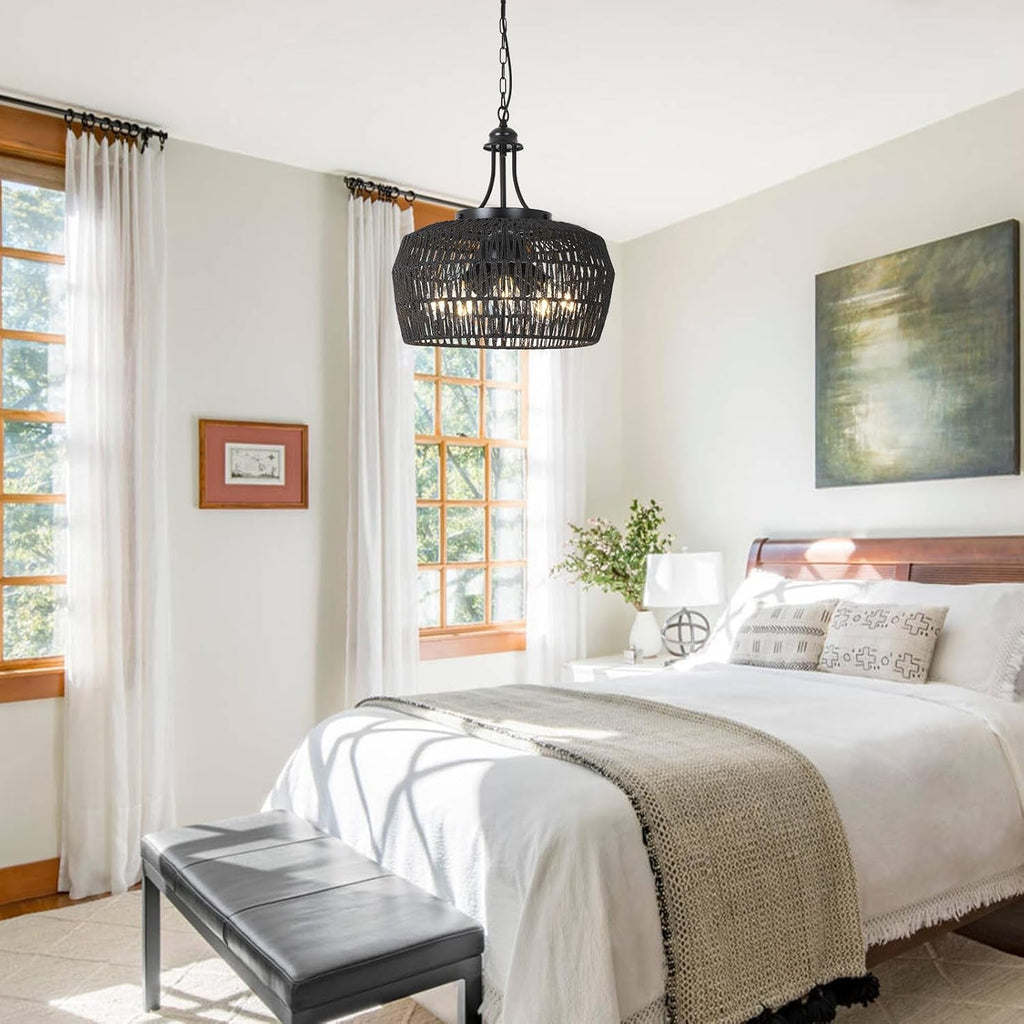 Black Farmhouse Chandelier – 5-Light Dining Room Fixture